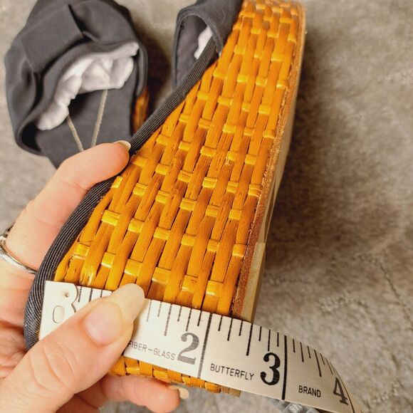 Kate Spade Black Bow Basket Weave Platform Wedge Sandals WOMENS SIZE 10B dressy - Picture 9 of 14